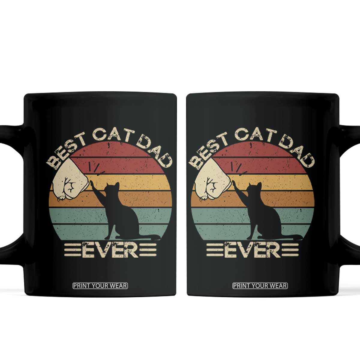 Best Cat Dad Ever Coffee Mug Funny Cat Lover Gift Fathers Day TS10 Black Print Your Wear