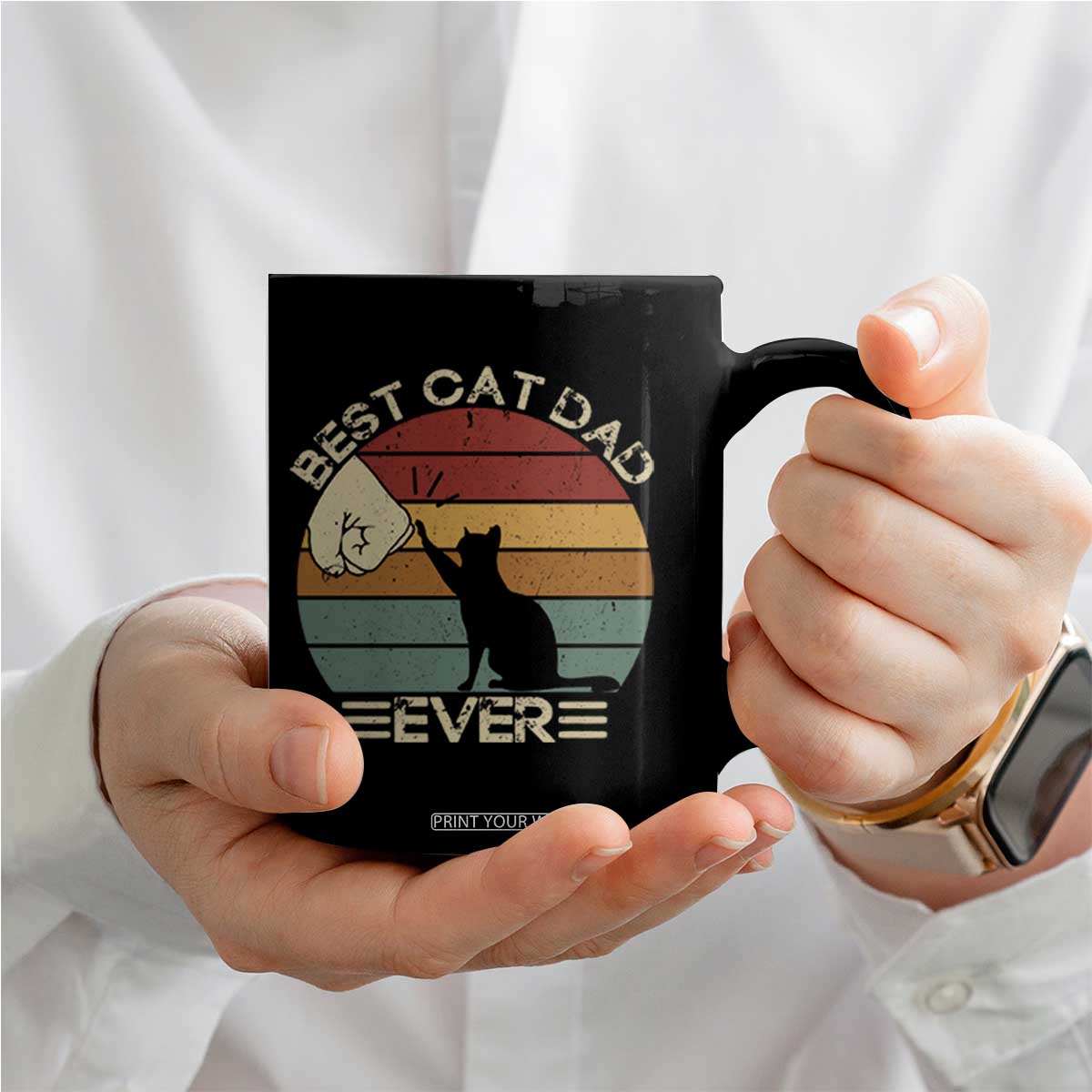 Best Cat Dad Ever Coffee Mug Funny Cat Lover Gift Fathers Day TS10 Print Your Wear