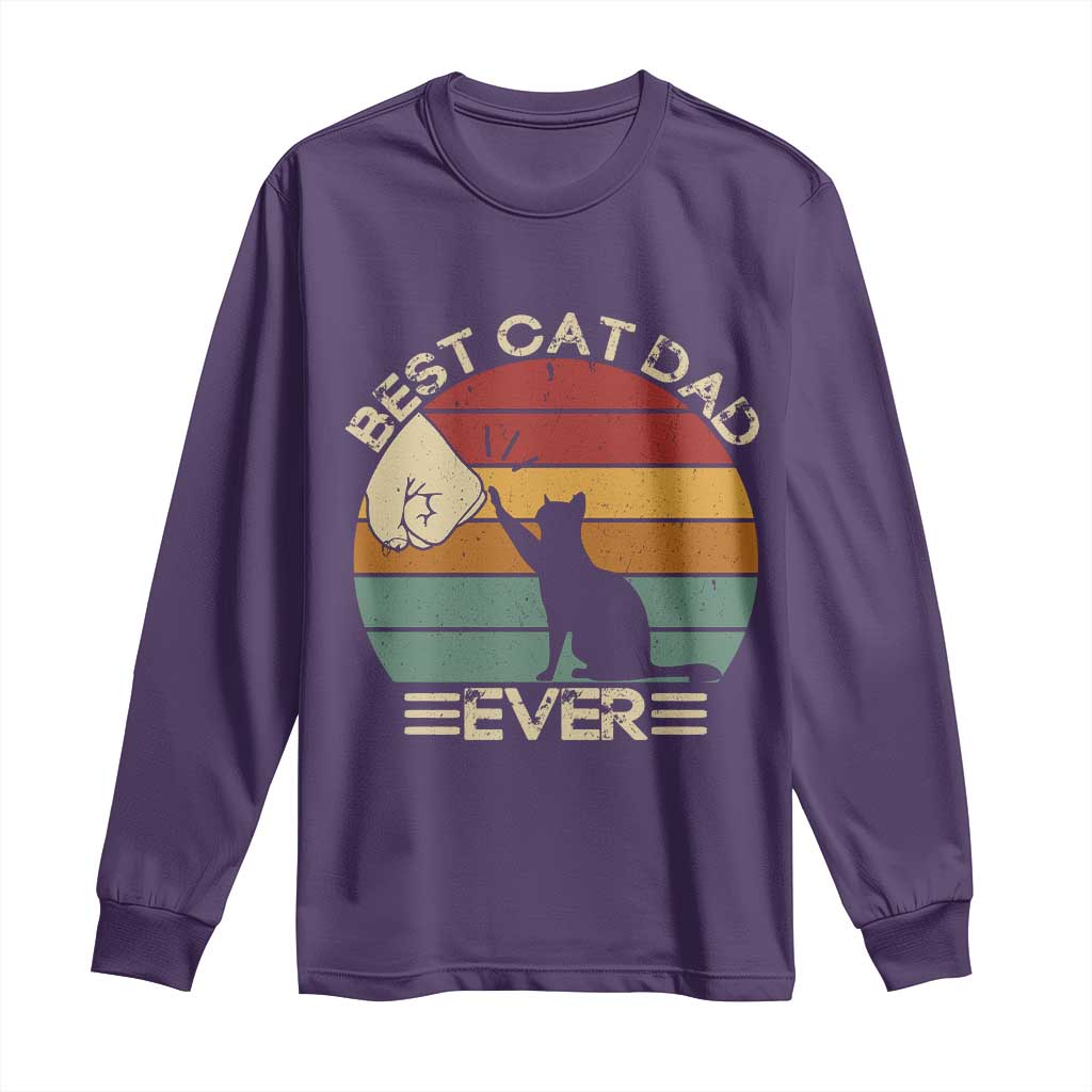 Best Cat Dad Ever Long Sleeve Shirt Funny Cat Lover Gift Fathers Day TS10 Purple Print Your Wear