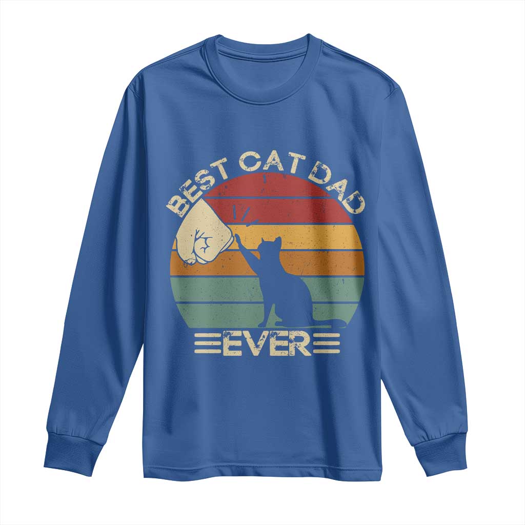 Best Cat Dad Ever Long Sleeve Shirt Funny Cat Lover Gift Fathers Day TS10 Royal Blue Print Your Wear