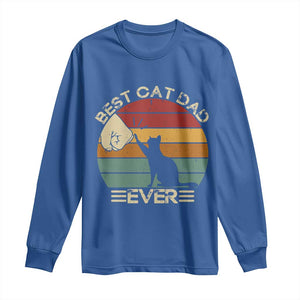 Best Cat Dad Ever Long Sleeve Shirt Funny Cat Lover Gift Fathers Day TS10 Royal Blue Print Your Wear