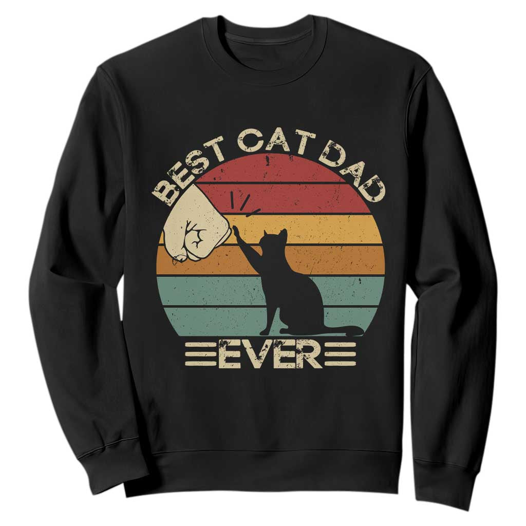 Best Cat Dad Ever Sweatshirt Funny Cat Lover Gift Fathers Day TS10 Black Print Your Wear