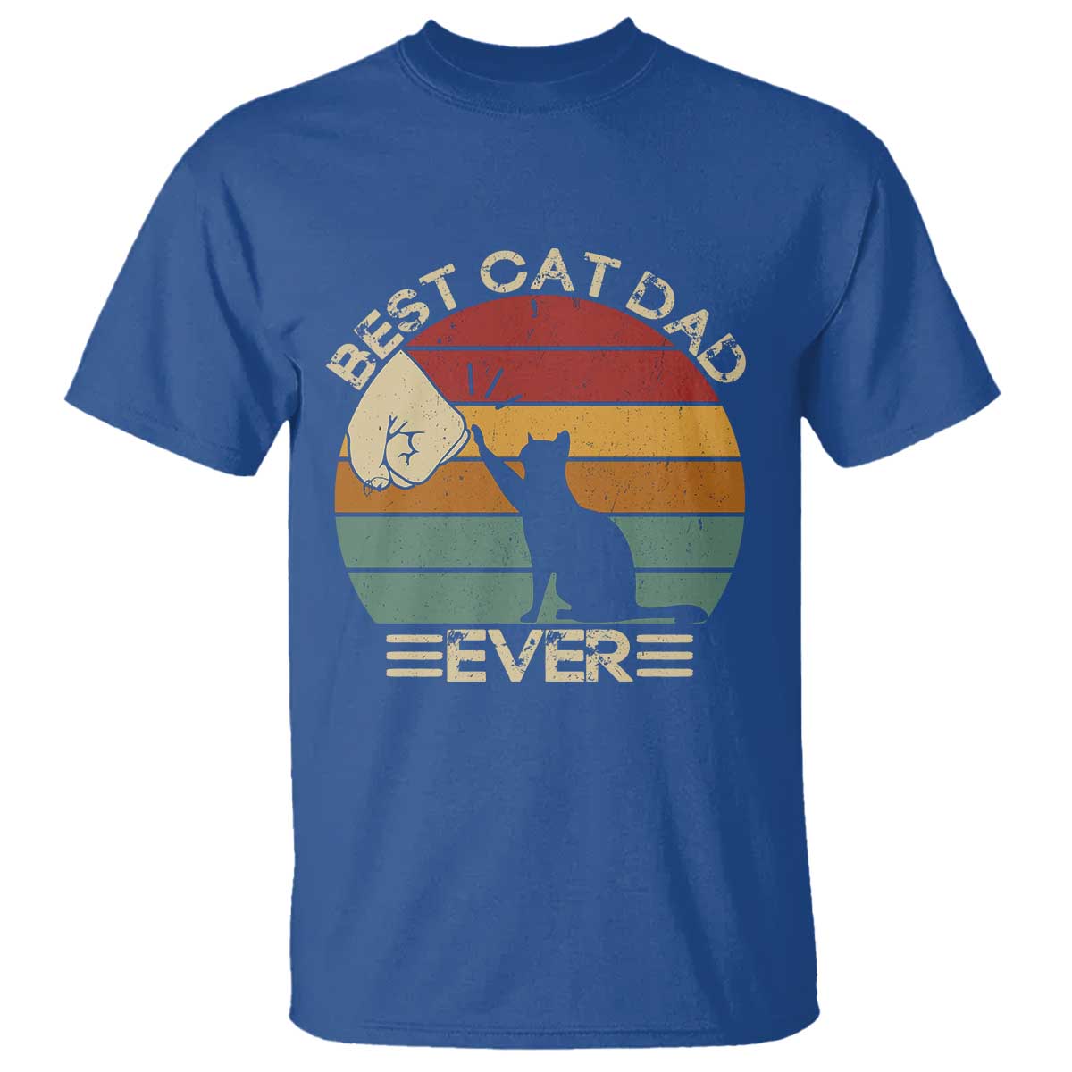Best Cat Dad Ever T Shirt Funny Cat Lover Gift Fathers Day TS10 Royal Blue Print Your Wear