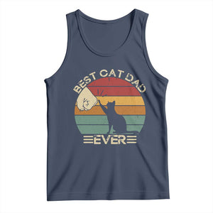 Best Cat Dad Ever Tank Top Funny Cat Lover Gift Fathers Day TS10 Navy Print Your Wear