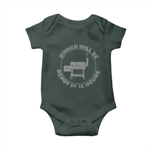 BBQ Baby Onesie Dinner Will Be Ready in 18 Hours Meat Smoker TS10 Dark Forest Green Print Your Wear