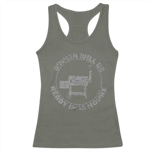 BBQ Racerback Tank Top Dinner Will Be Ready in 18 Hours Meat Smoker TS10 Military Green Print Your Wear