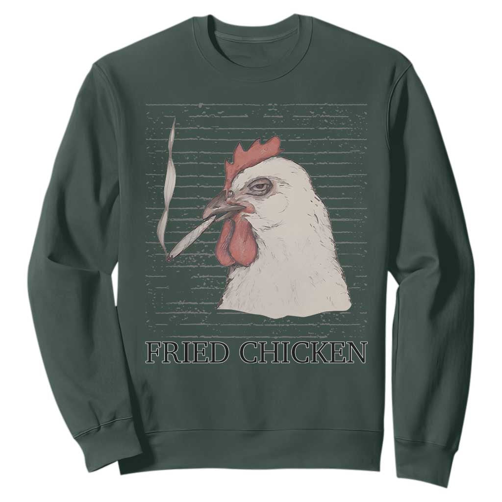 Fried Chicken 420 Sweatshirt Funny Weed Stoner Cannabis TS10 Dark Forest Green Print Your Wear