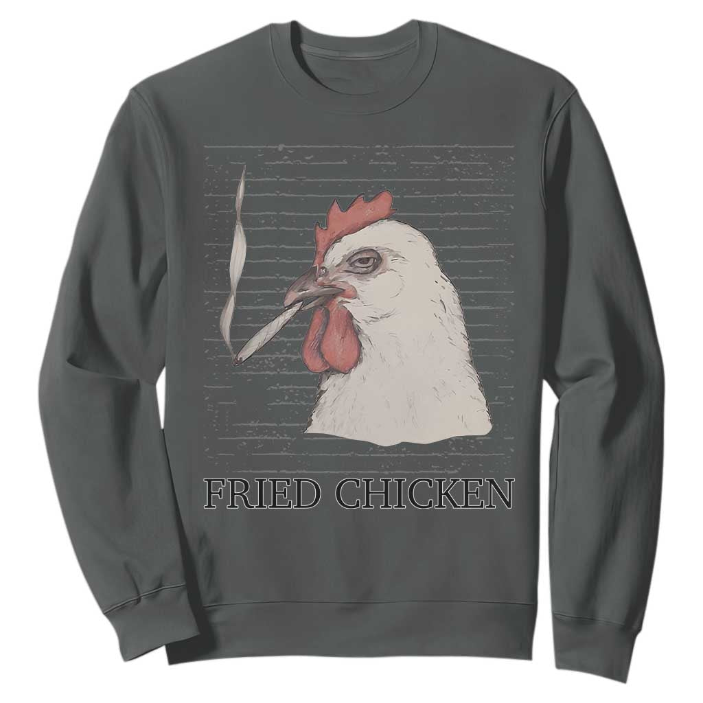 Fried Chicken 420 Sweatshirt Funny Weed Stoner Cannabis TS10 Dark Heather Print Your Wear
