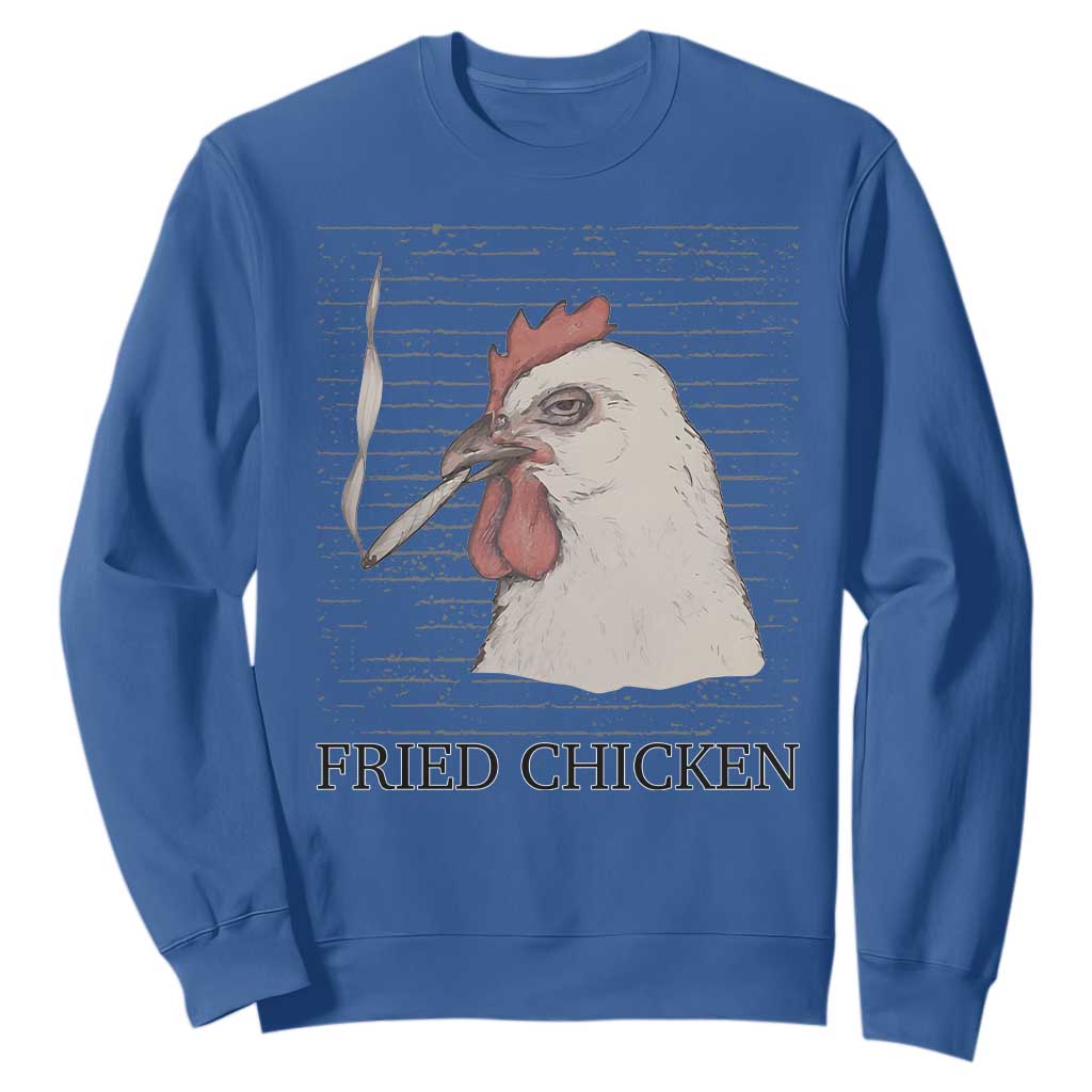 Fried Chicken 420 Sweatshirt Funny Weed Stoner Cannabis TS10 Royal Blue Print Your Wear