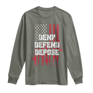 Deny Defend Depose Long Sleeve Shirt Guns American Flag TS10 Military Green Print Your Wear