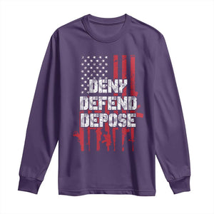 Deny Defend Depose Long Sleeve Shirt Guns American Flag TS10 Purple Print Your Wear