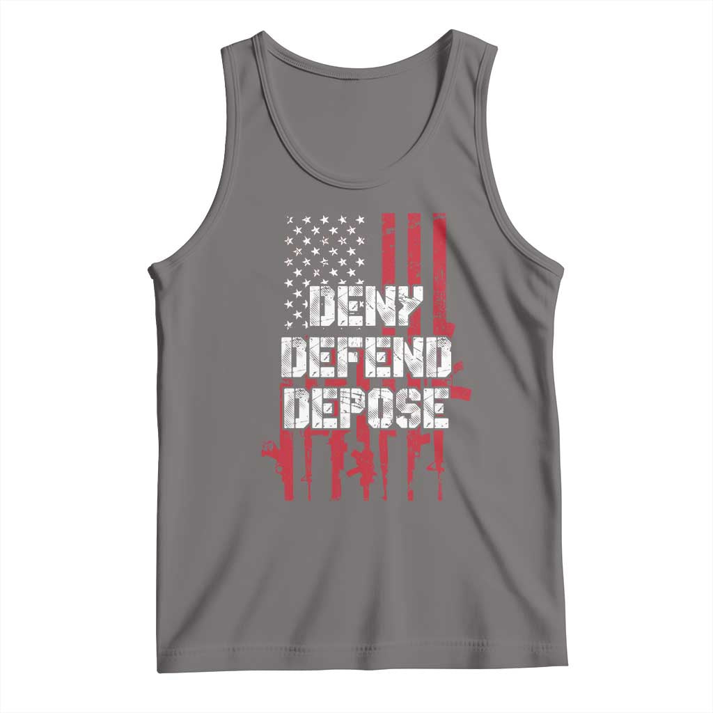 Deny Defend Depose Tank Top Guns American Flag TS10 Deep Heather Print Your Wear
