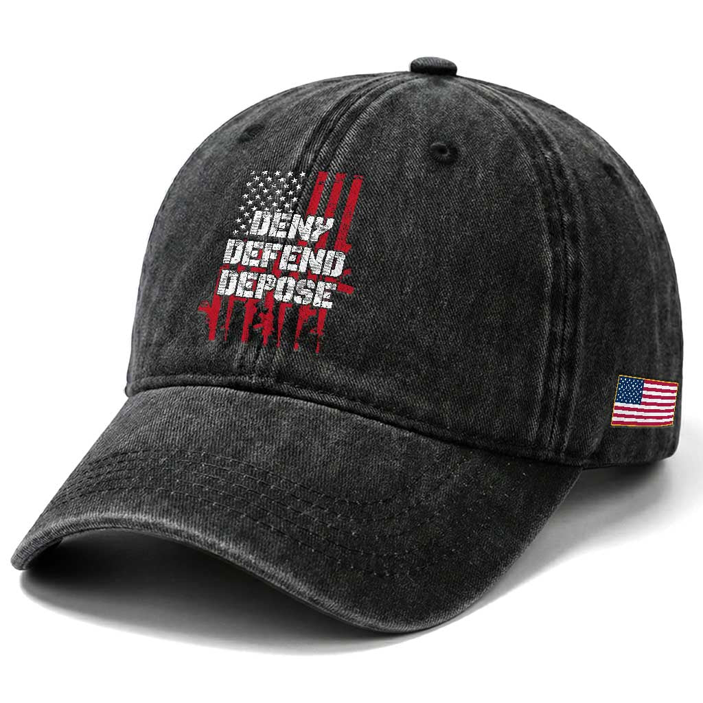 Deny Defend Depose Washed Cotton Baseball Cap Guns American Flag TS10 Print Your Wear