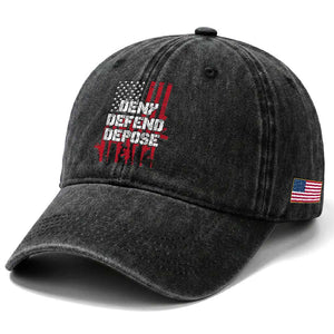 Deny Defend Depose Washed Cotton Baseball Cap Guns American Flag TS10 Print Your Wear