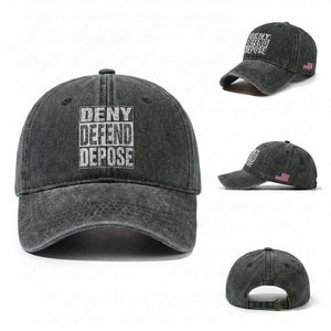 Deny Defend Depose Washed Cotton Baseball Cap Healthcare TS10 Washed Cap Universal Fit Dark Green Print Your Wear