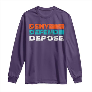 Deny Defend Depose Long Sleeve Shirt Vintage Retro TS10 Purple Print Your Wear