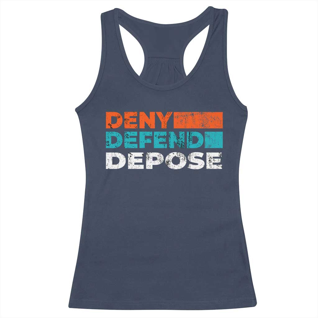 Deny Defend Depose Racerback Tank Top Vintage Retro TS10 Navy Print Your Wear