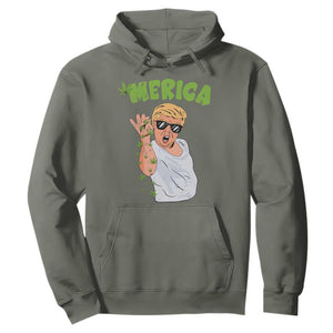 Trump Bae Smoking Weed Cannabis Hoodie Merica Funny Marijuana Bud Stoner 420 Gift TS10 Military Green Print Your Wear