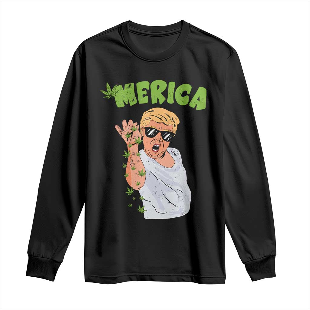 Trump Bae Smoking Weed Cannabis Long Sleeve Shirt Merica Funny Marijuana Bud Stoner 420 Gift TS10 Black Print Your Wear