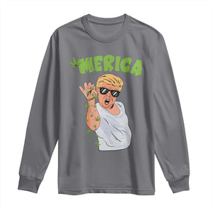 Trump Bae Smoking Weed Cannabis Long Sleeve Shirt Merica Funny Marijuana Bud Stoner 420 Gift TS10 Charcoal Print Your Wear