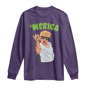 Trump Bae Smoking Weed Cannabis Long Sleeve Shirt Merica Funny Marijuana Bud Stoner 420 Gift TS10 Purple Print Your Wear