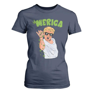 Trump Bae Smoking Weed Cannabis T Shirt For Women Merica Funny Marijuana Bud Stoner 420 Gift TS10 Navy Print Your Wear