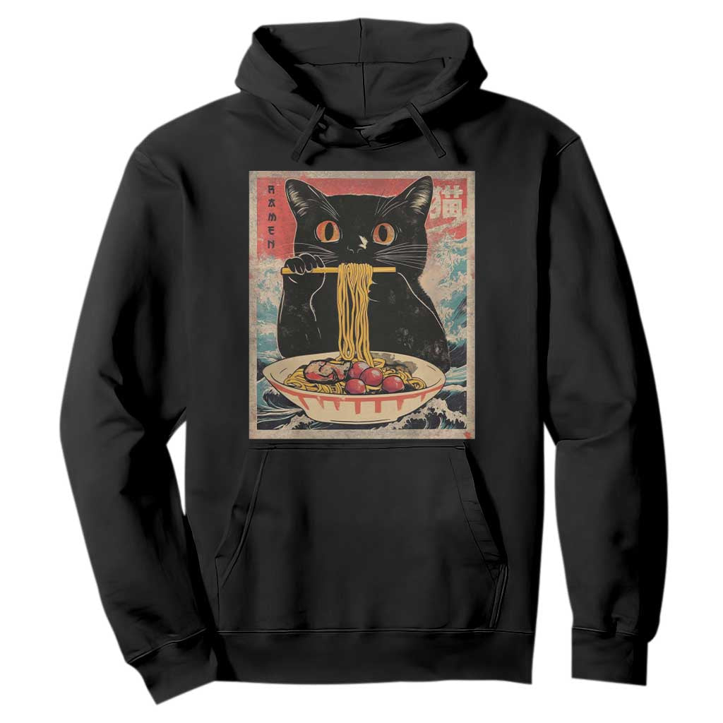 Japanese Ramen Hoodie Funny Graphic Tees Foodies Kawaii Cat Anime Gifts TS10 Black Print Your Wear