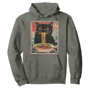 Japanese Ramen Hoodie Funny Graphic Tees Foodies Kawaii Cat Anime Gifts TS10 Military Green Print Your Wear