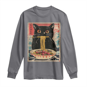 Japanese Ramen Long Sleeve Shirt Funny Graphic Tees Foodies Kawaii Cat Anime Gifts TS10 Charcoal Print Your Wear