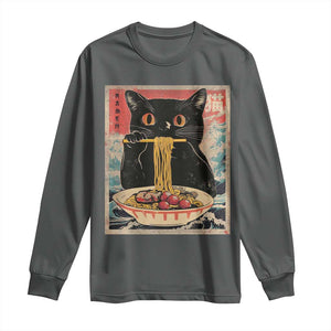 Japanese Ramen Long Sleeve Shirt Funny Graphic Tees Foodies Kawaii Cat Anime Gifts TS10 Dark Heather Print Your Wear