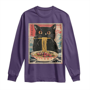 Japanese Ramen Long Sleeve Shirt Funny Graphic Tees Foodies Kawaii Cat Anime Gifts TS10 Purple Print Your Wear