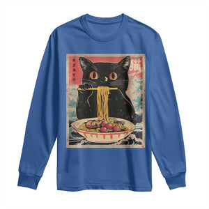 Japanese Ramen Long Sleeve Shirt Funny Graphic Tees Foodies Kawaii Cat Anime Gifts TS10 Royal Blue Print Your Wear