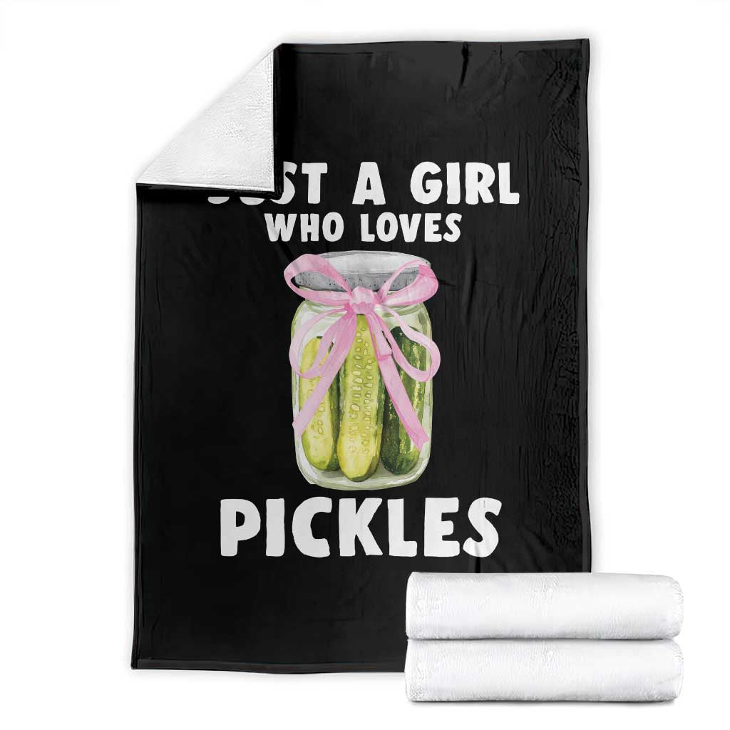 Just a Girl Who Loves Pickles Throw Blanket Pickle Jars with Coquette Bow TS10 Black Print Your Wear