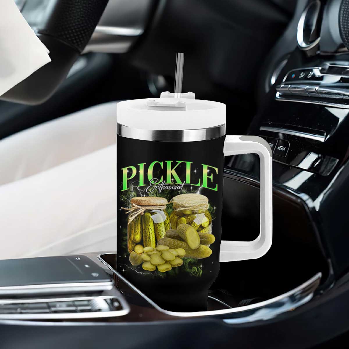 Pickle Lovers Tumbler With Handle Retro Pickle Enthusiast Vintage 90s Graphic TS10 Print Your Wear
