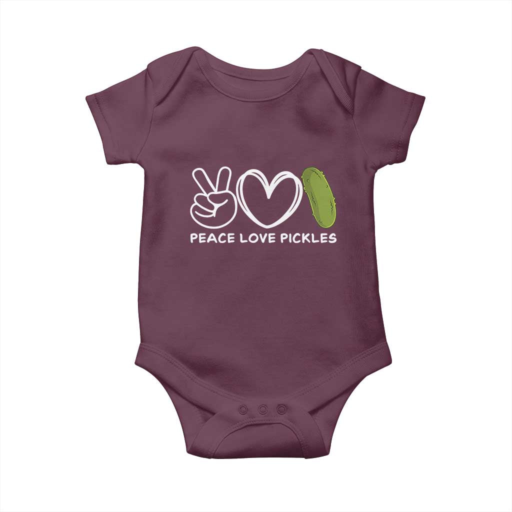 Peace Love Pickles Baby Onesie TS10 Maroon Print Your Wear