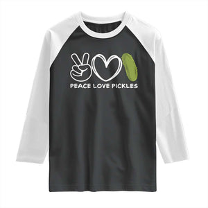 Peace Love Pickles Raglan Shirt TS10 Black White Print Your Wear