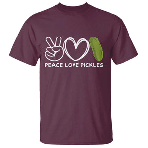 Peace Love Pickles T Shirt TS10 Maroon Print Your Wear