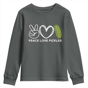 Peace Love Pickles Youth Sweatshirt TS10 Dark Heather Print Your Wear