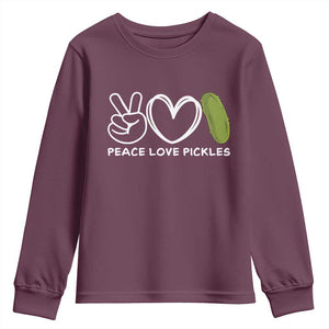 Peace Love Pickles Youth Sweatshirt TS10 Maroon Print Your Wear