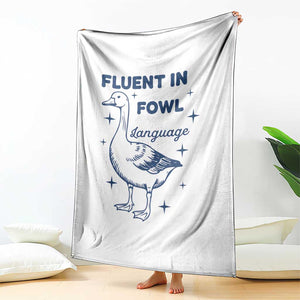 Fluent In FOWL Language Throw Blanket Vintage 90s Funny Duck Meme TS10 Print Your Wear