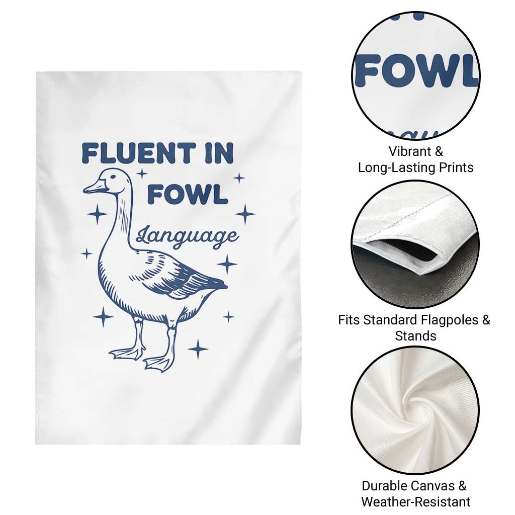 Fluent In FOWL Language Garden Flag Vintage 90s Funny Duck Meme TS10 Print Your Wear