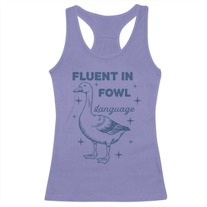Fluent In FOWL Language Racerback Tank Top Vintage 90s Funny Duck Meme TS10 Violet Print Your Wear
