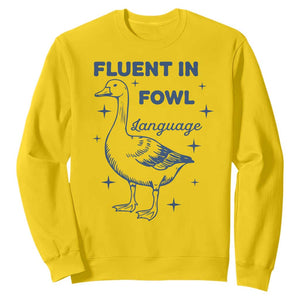 Fluent In FOWL Language Sweatshirt Vintage 90s Funny Duck Meme TS10 Daisy Print Your Wear