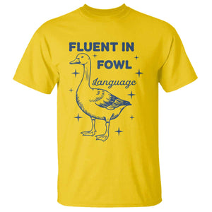 Fluent In FOWL Language T Shirt Vintage 90s Funny Duck Meme TS10 Daisy Print Your Wear