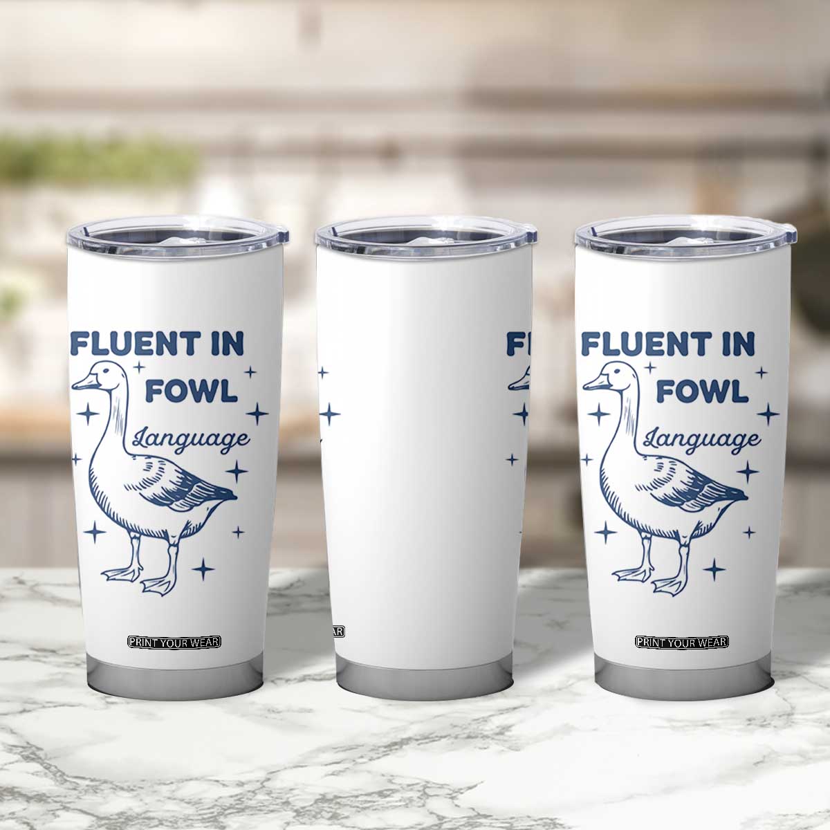 Fluent In FOWL Language Tumbler Cup Vintage 90s Funny Duck Meme TS10 Print Your Wear