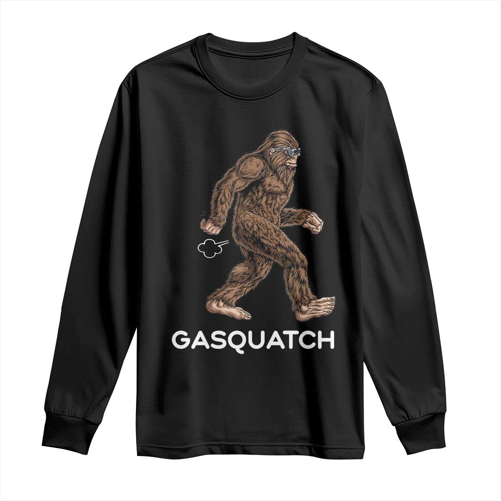 Funny Bigfoot Long Sleeve Shirt Gasquatch Gassy Sasquatch Fart Meme TS10 Black Print Your Wear