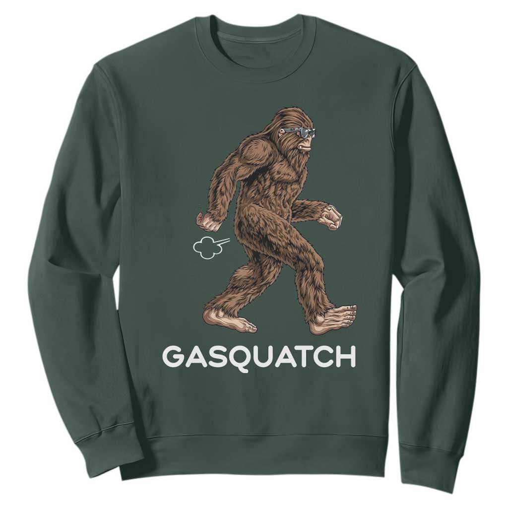 Funny Bigfoot Sweatshirt Gasquatch Gassy Sasquatch Fart Meme TS10 Dark Forest Green Print Your Wear