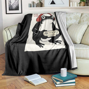 Japanese Gamer Frog Throw Blanket Boys Funny Vintage Gaming TS10 Print Your Wear