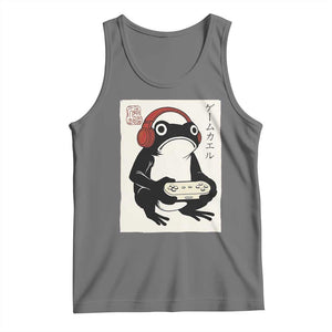 Japanese Gamer Frog Tank Top Boys Funny Vintage Gaming TS10 Black Heather Print Your Wear