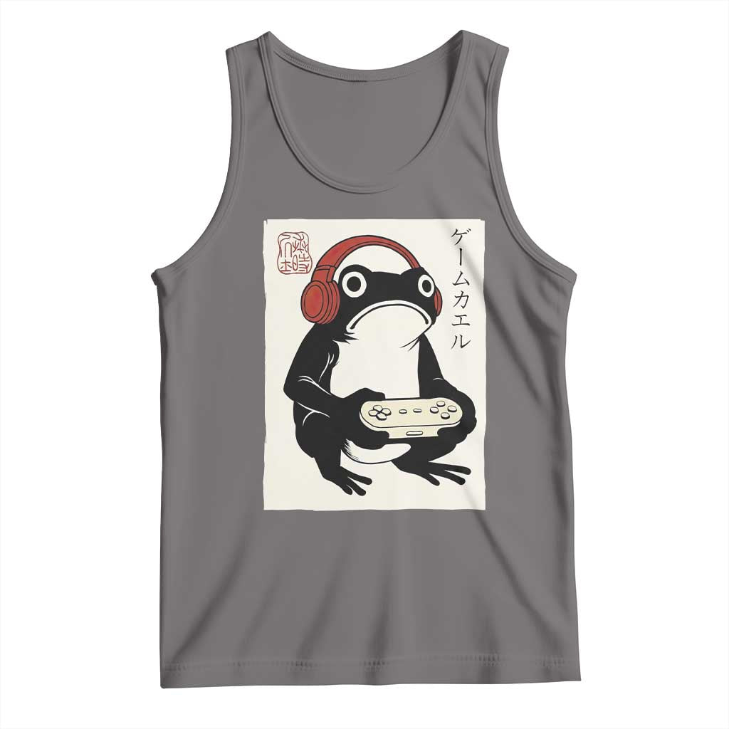 Japanese Gamer Frog Tank Top Boys Funny Vintage Gaming TS10 Deep Heather Print Your Wear